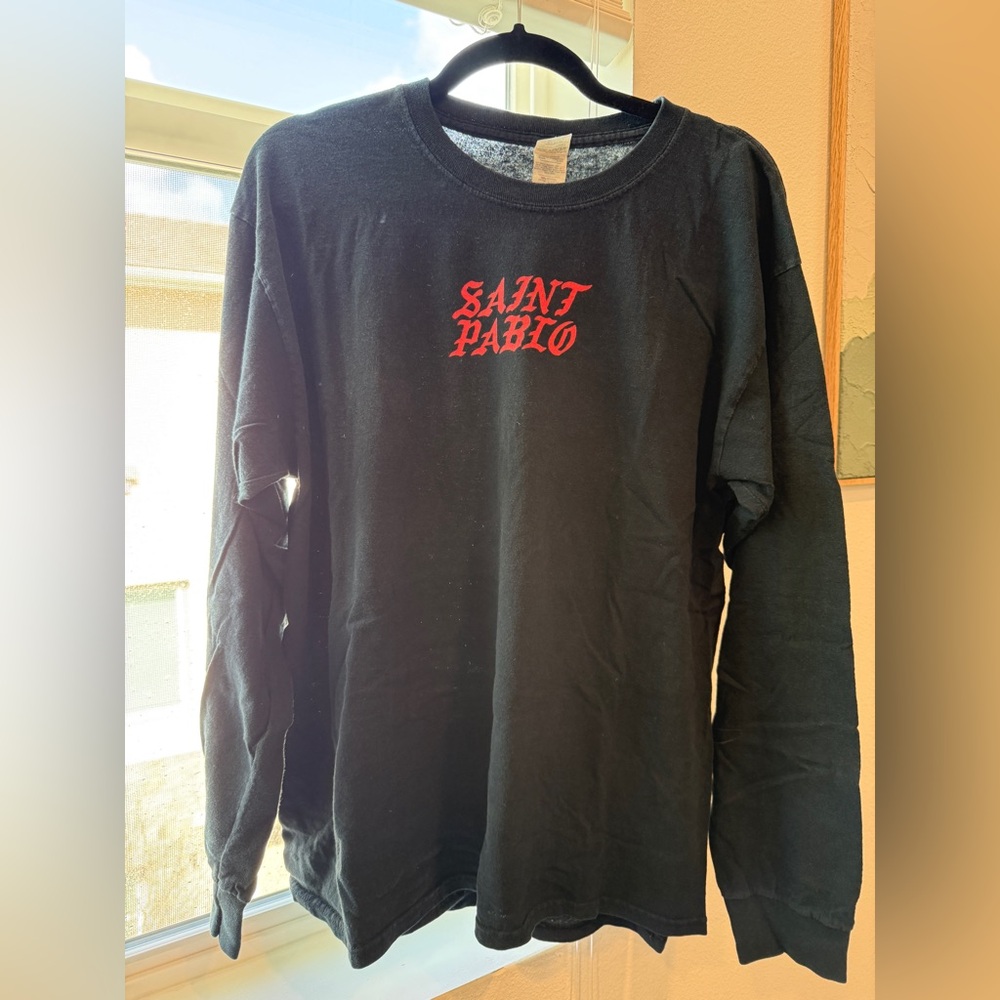 Vintage Kanye West Saint Pablo Tour Long Sleeve Shirt Black Size Large